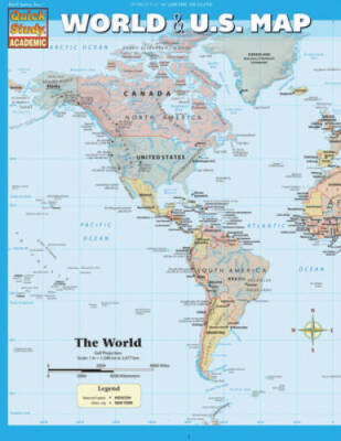 World & U.S. Map - Map By BarCharts, Inc. - GOOD