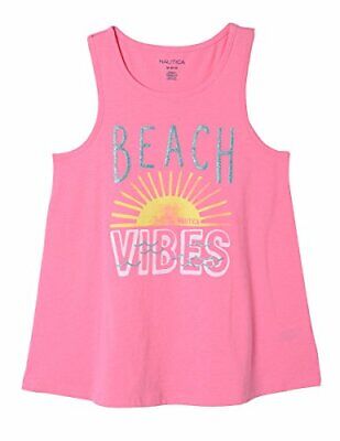 Nautica Girls' Beach Vibes Lightweight Tank Top Shirt Bubble Pink Size 5
