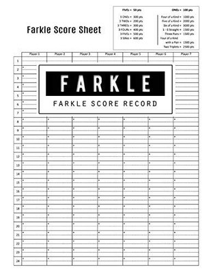 FARKLE SCORE RECORD: FARKLE GAME RECORD KEEPER BOOK, By Narika Publishing *NEW*