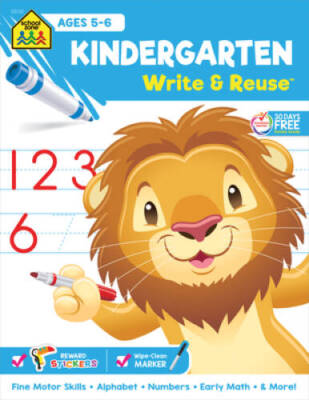 School Zone - Kindergarten Write & Reuse Workbook - Ages 5 to 6, Alp - VERY GOOD
