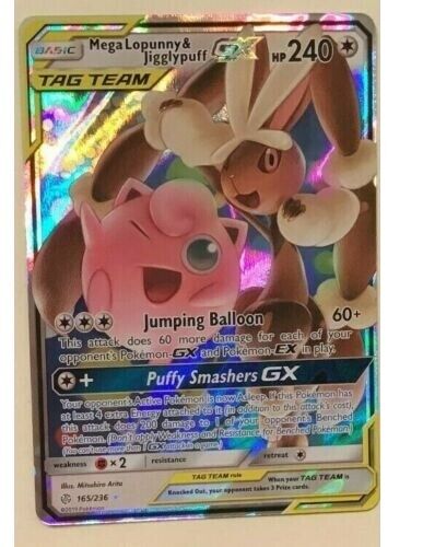 ULTRA RARE Mega Lopunny & Jigglypuff GX Tag Team 165/236 ULTRA RARE Mega Lopunny & Jigglypuff GX Tag Team 165/236