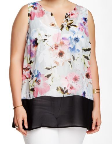TULEH Beaded Sequin Black White Floral Tank Top Blouse Cami
