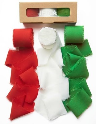 Christmas Ribbon 6 Rolls Green Ribbons for Gift Wrapping 1.5'' x 7Yd Ribbon Se...