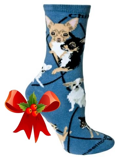 CHIHUAHUA Blue Socks~Wheel House~USA~LARGE~Great Gift! Ships Free!