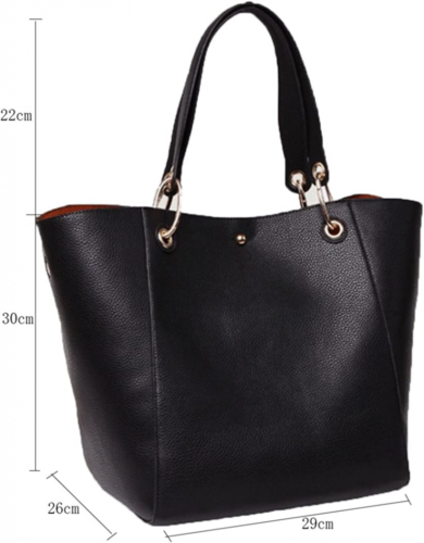 Large Capacity Work Tote Bags for Women's Leather Big Purses and Black