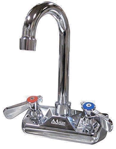 4" AA-410G Wall Mount Commercial Hand Sink Faucet with 3-1/2" Gooseneck Spout 