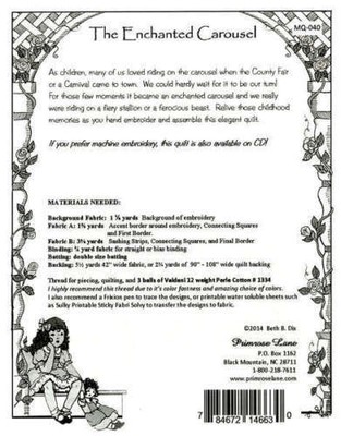 ENCHANTED CAROUSEL HAND EMBROIDERED QUILT PATTERN, Primrose Lane