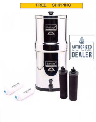 Travel Berkey Water Filter w/ 2 Black Filters & 2 PF-2 Fluoride Filters Purifier