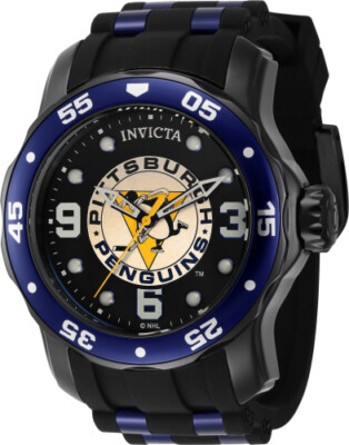 Invicta Mens 42646 NHL Pittsburgh Penguins Кварцевый Черный циферблат
