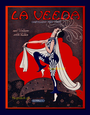 LA VEEDA Vintage Show Girl 8x10 sheet music cover Art Deco print