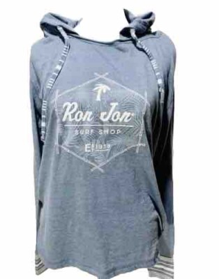 Ron Jon Hooded T-shirt world biggest serf shop  blue long sleeve women s S