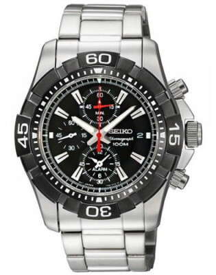 Pre-owned Seiko Chronograph Diver Alarm Men's Watch Snae25p1