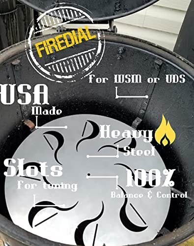 FireDial Baffle Plate Heat Management System for BBQ - for 22in WSM (Stainless)