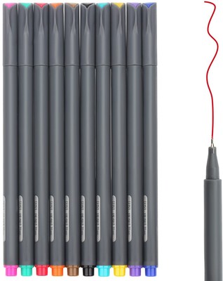 Fineliner Color Pen Set 038 Mm Fine Line Drawing Pen Fine Point Markers 10 Cnt