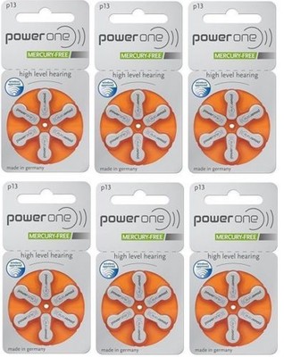 PowerOne 13 Size 13 Hearing aid Batteries Zinc air Mercury free 12-300 Batteries