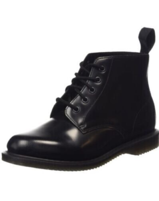 Dr.Martens 5 Eyelets Emmeline Polished Smooth Black Womens Boots Size 3 UK New
