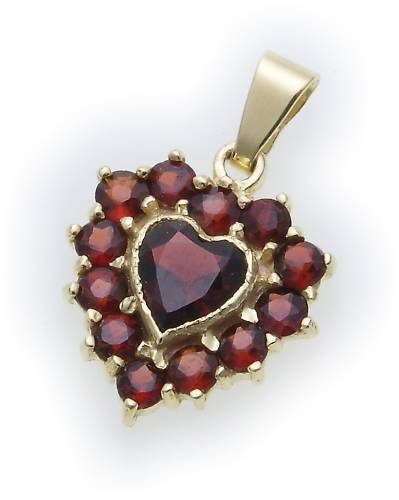 Pendentif Grenat En Or 333 - Bijou Femme Or Jaune 8 Carats - Neuf Avec étiquettes