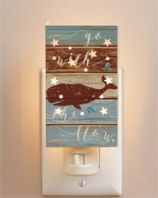 Punched Tin Night Light Nautical Whale Go With The Flow