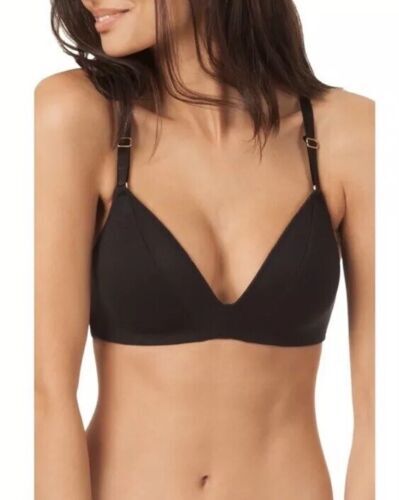 

MADEWELL x LIVELY 42541 JET BLACK Бюстгальтер без косточек с глубоким V-образным вырезом на весь день  NWT, Черный