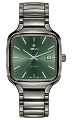 New Rado True Square Automatic High Tech Ceramic Green Dial Mens