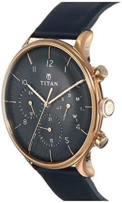 Pre-owned Titan Light Leathers Analog Blue Dial Men's Watch-nm90102wl02 / Nl90102wl02/np90