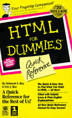 Html for Dummies Quick Reference - Paperback By Ray, Deborah S - VERY GOOD