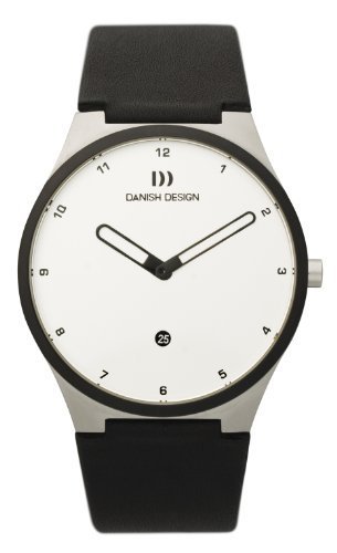 Pre-owned Danish Design Iq12q884 White Dial Steel Leather Quartz Classic Men's Watch