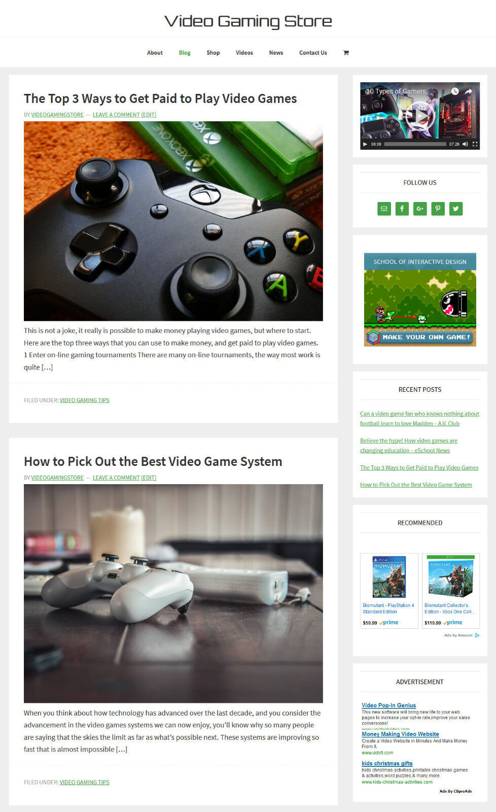 [NEW DESIGN] * VIDEO GAMING * store blog website business for sale AUTO CONTENT 2