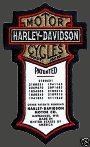 HARLEY DAVIDSON PATENT ORIGINAL  PATCH  5 INCH HARLEY PATCH