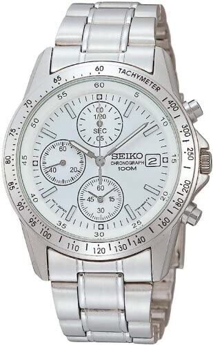 Pre-owned Seiko Snd363pc White Chronograph Overseas Model Men's Watch From Japan