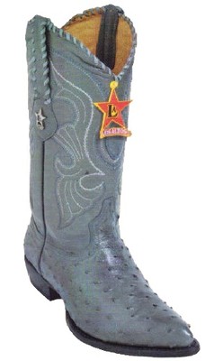 Pre-owned Los Altos Boots 990309 Gray,ostrich Cowboy Western J-toe Boots, By Los Altos, See Note