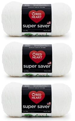 Red Heart Super Saver White Yarn - 3 Pack of 198g/7oz - Acrylic - 4 Medium (W...