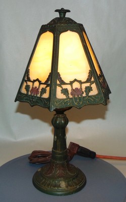 VINTAGE ART NOUVEAU Lamp SLAG GLASS Shade
