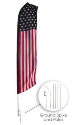 3 PACK - Feather Flutter Swooper Flag 16' POLE + SPIKE Ground Stake Mount KIT