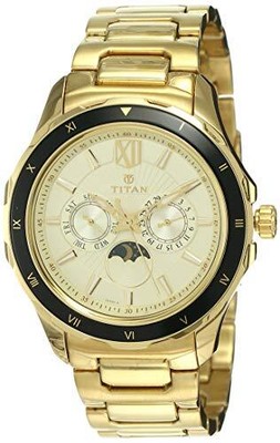 Pre-owned Titan Analog Gold Dial Men's Watch-nl1688km01