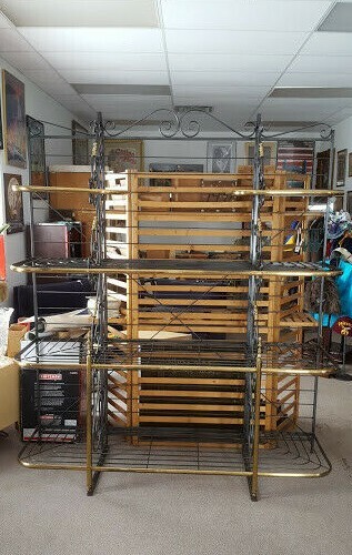 XL Vintage Metal French Country Style Bakers Rack Black and Gold Over 7' Tall