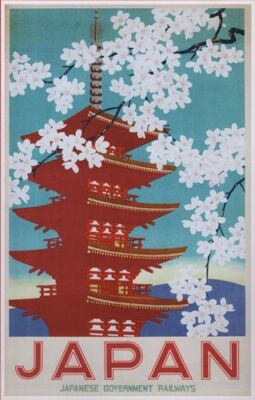 Vintage Japan Blossom Time Tourism Poster A4/A3/A2/A1 Print