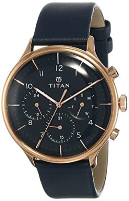 Pre-owned Titan Light Leathers Analog Blue Dial Men's Watch-nm90102wl02 / Nl90102wl02/np90