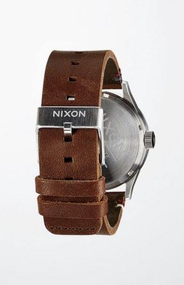 NEW NIXON MENS THE SENTRY LEATHER WATCH