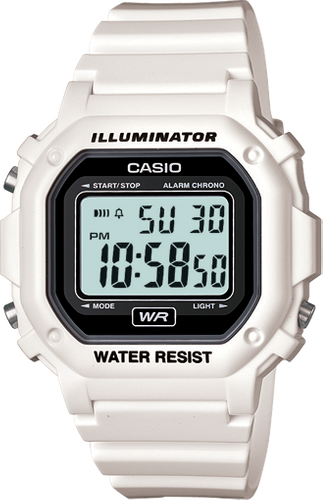 Casio Unisex Quartz Alarm Chronograph White Resin 42mm Watch F108WHC-7A