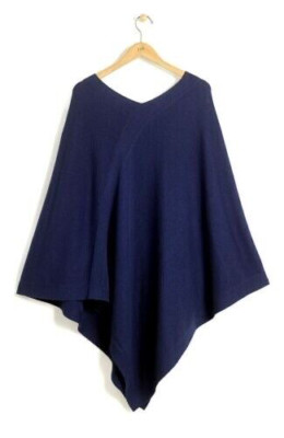 J.Jill ~ NEW Stylish Cozy Blue Marine V-neck Sweater Poncho  ~ NWT