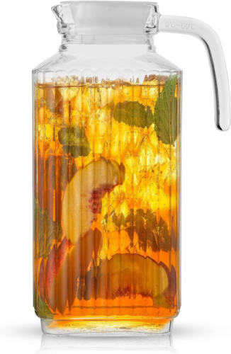 60oz Glass Pitcher with Lid 2 Lids - Beverage Serveware and Storage 60 Oz
