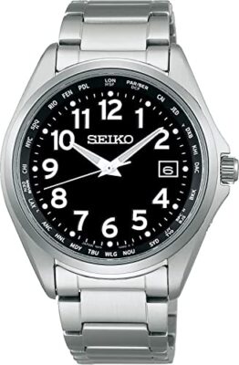 Seiko Selection SBTM329 Black Dial Titanium Solar Atomic Radio Men Watch NEW