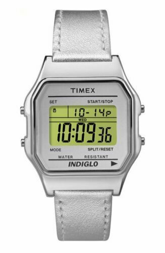 Timex TW2P76800, цифровые часы Heritage Unixes с серебряным ремешком, будильник, хронограф