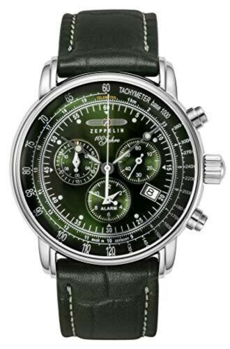 Pre-owned Zeppelin Watch 8680-4 Men's Green Analog Round Face 100th Anniversary Model..jp