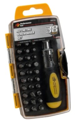 W9159 Performance Tools Inc. 38 Piece Ratchet Screwdriver Set