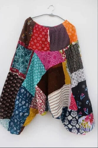 Pre-owned Handmade 25pc Indian Afghani Hippie Baggy Alibaba Cotton Yoga Dance Patchwork Harem Pants In White