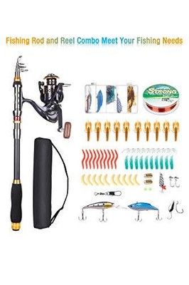 Fishing Rod and Reel Combo Carbon Fiber Telescopic Fishing Pole with Spinning...
