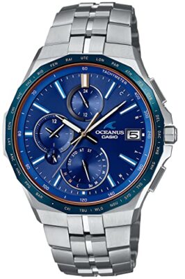 Pre-owned Casio Oceanus Ocw-s5000f-2ajf Blue Dial Manta Slim Case Chrono Men Watch