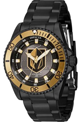 Женские кварцевые часы Invicta 42209 NHL с 3 стрелками, черным, белым, золотым и серым циферблатом